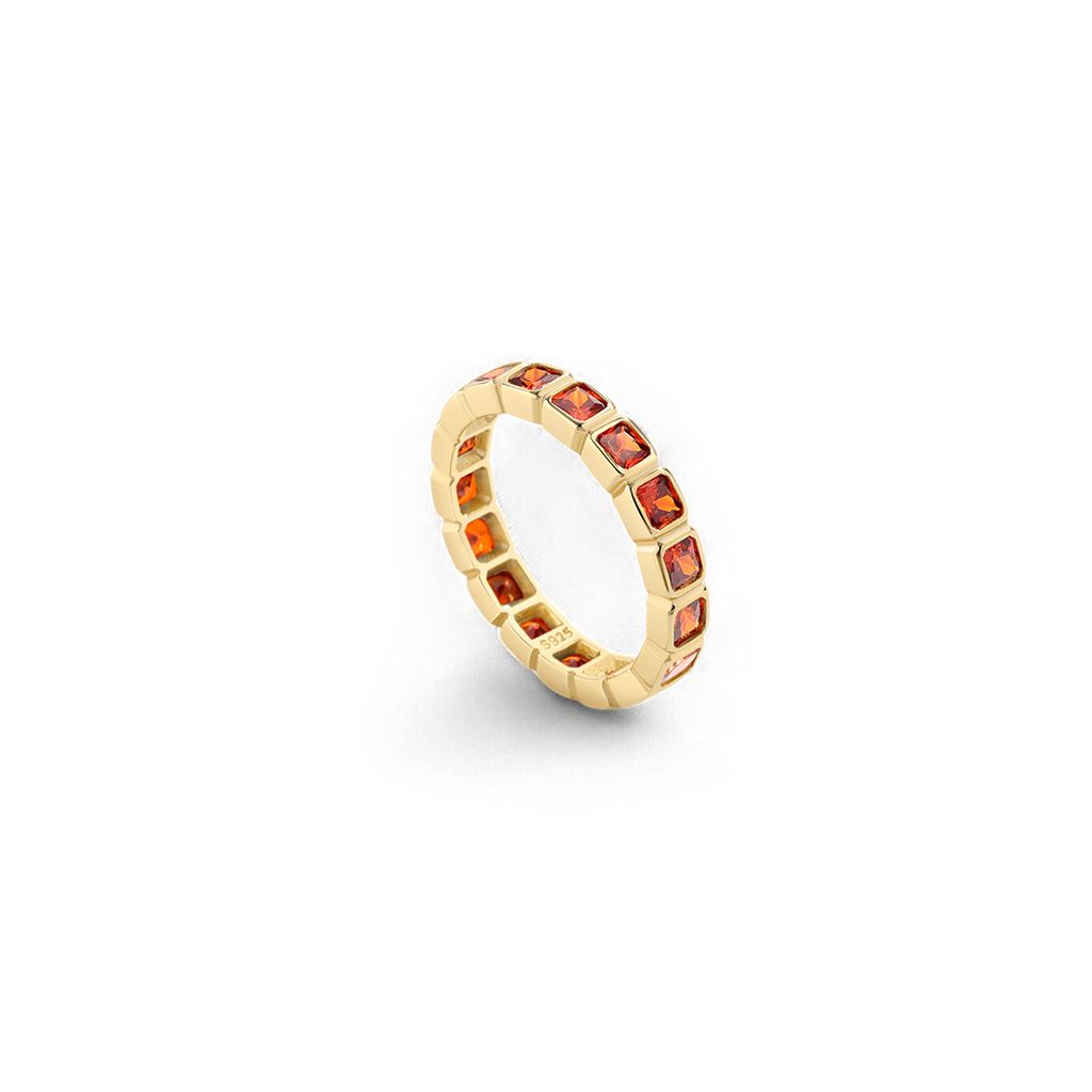 Asscher Cut Birthstone Eternity Ring