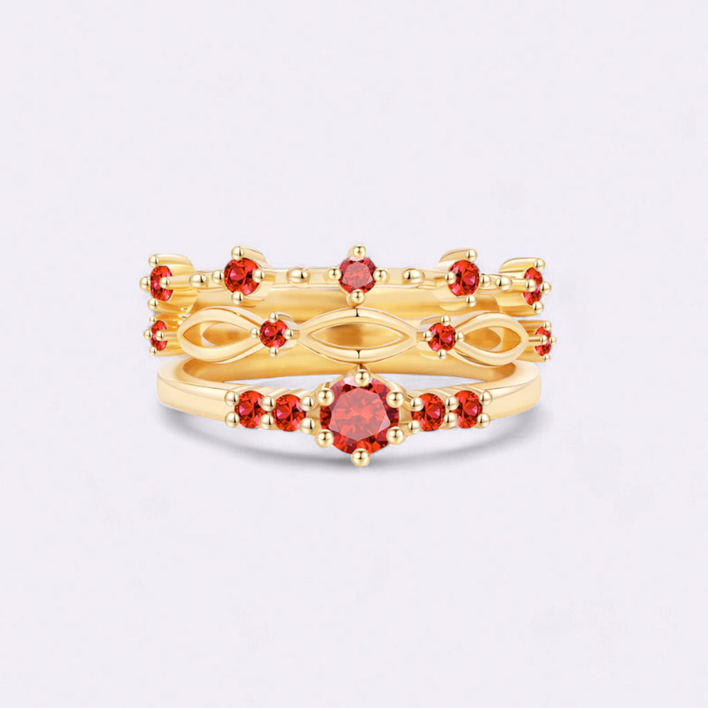 Braided Birthstone Stacking Ring Set