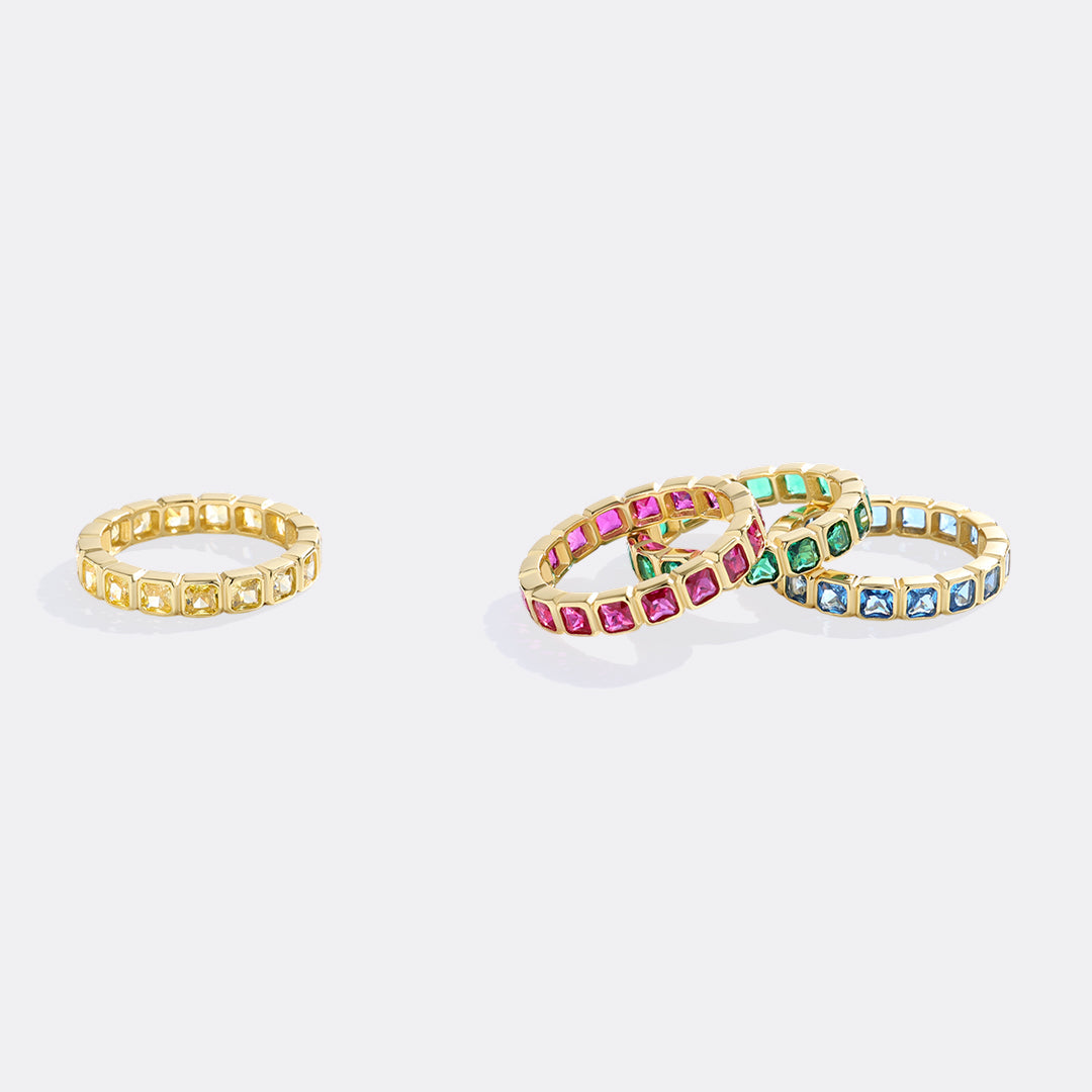 Asscher Cut Birthstone Eternity Ring