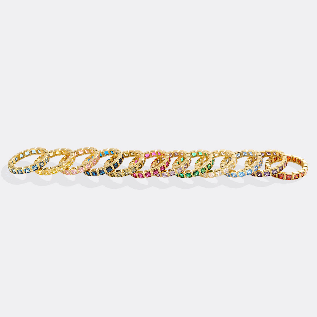 Asscher Cut Birthstone Eternity Ring